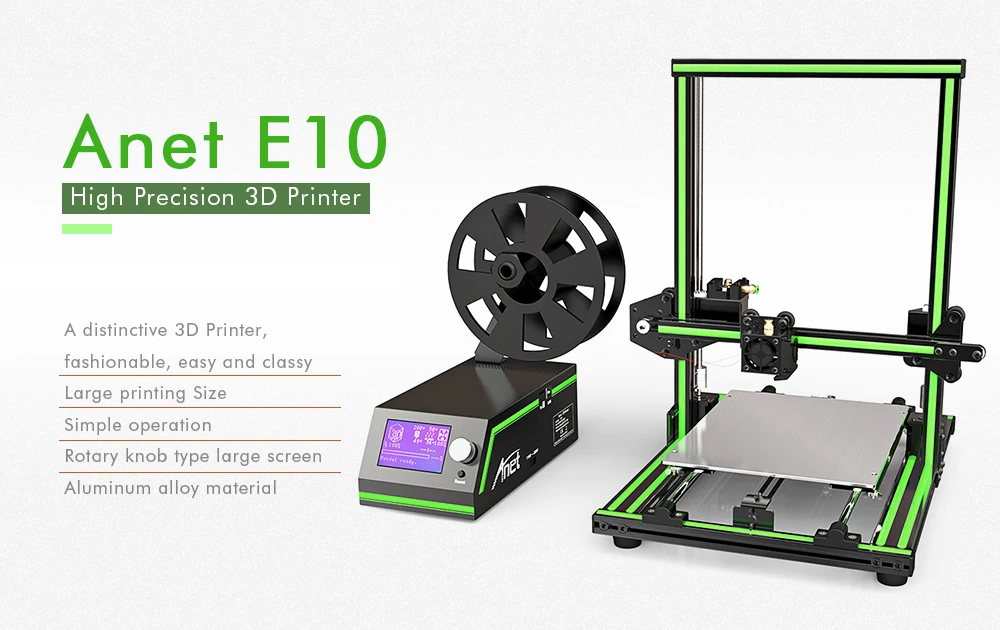 3d принтер Anet E10, рама из алюминиевого сплава, легкая сборка, большой размер, 300X300X400 мм, 3d принтер, Набор для творчества, 3D печатная машина