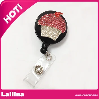 

Bling Cakecup (Candycup) Rhinestone Retractable Badge Reel/ ID Badge Holder / Brooch / Pendant / Reels