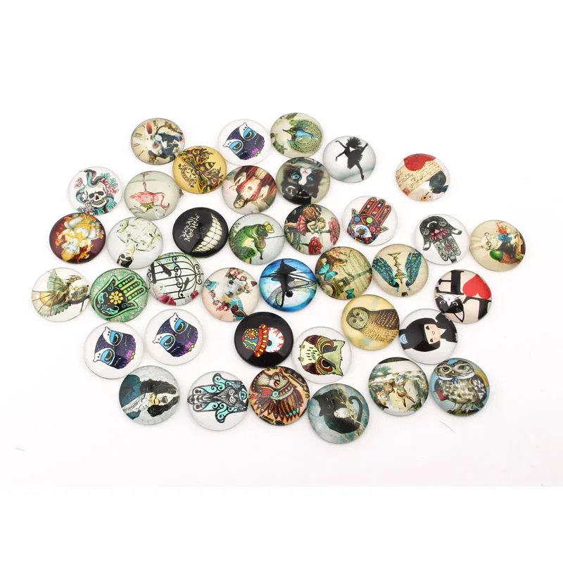 

10pcs/lot 25mm Cute Cartoon Round Transparent Clear Glass Cabochons Settings Glass Cover Jewelry Necklace Findings AC397