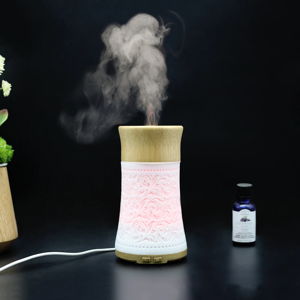 

Colorful Changing LED Light Wooden Hollow Essential Oil Diffuser Household Aroma Diffuser Decoration Humidifier Mist Maker