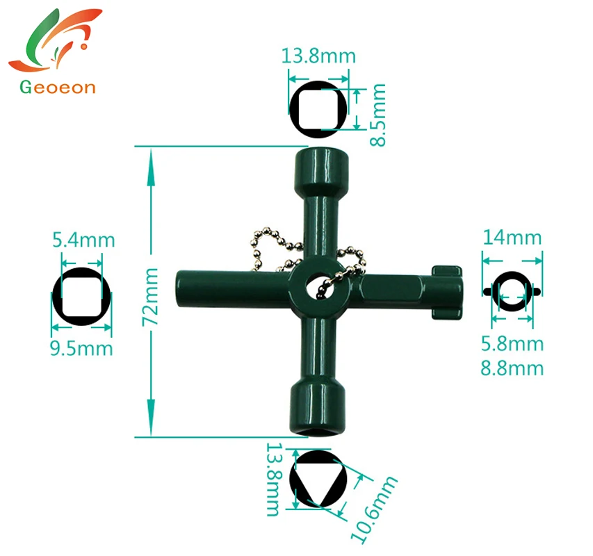 

4 In 1 Cross Switch Key Wrench With Accessories Universal Square Triangle Electrical Cupboard Box Elevator Cabinet Alloy A51