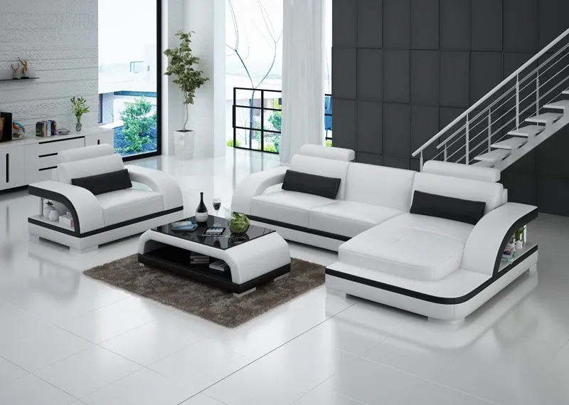 L-образный угловой диван, кожаный диван S863B