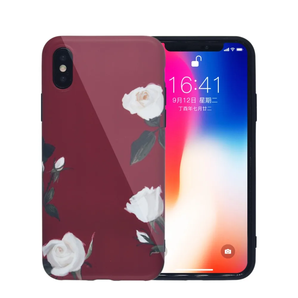 

Facever Luxury Pineapple Zebra Strip Rose Flower Cases For iPhone X iPhone 10 5.8 inch Fashion Soft Silicone Protective Cover