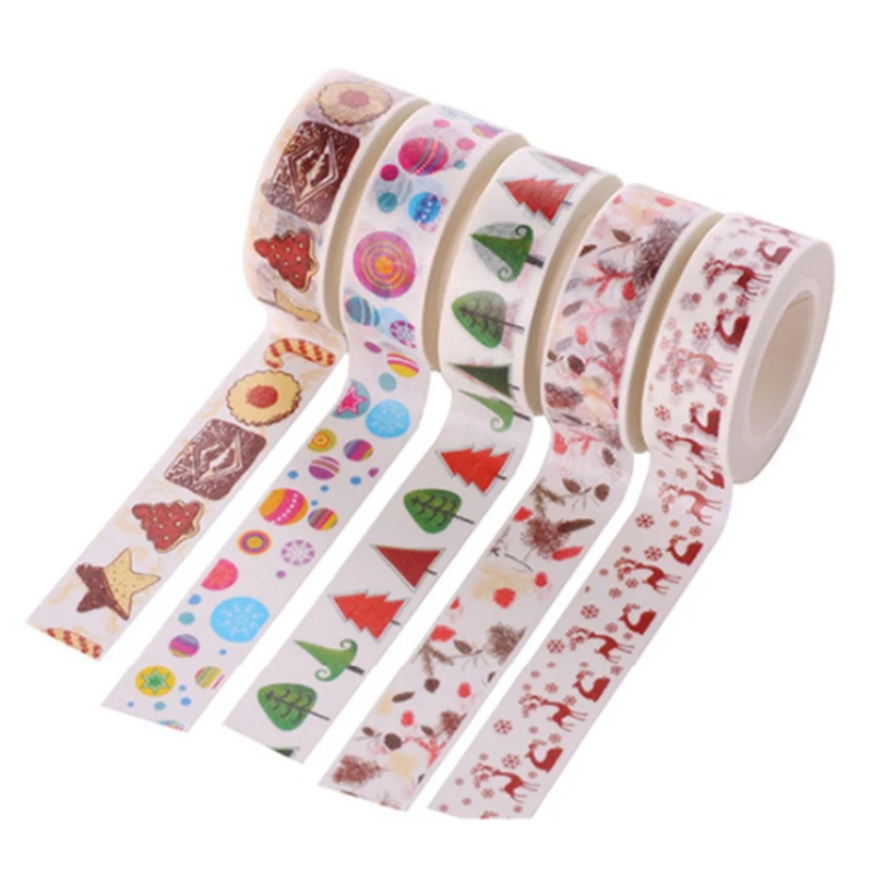 

1.5cm*10m Festival Christmas Series Washi Tape Paper Masking Adhesive Tape Craft Decorative Stationery Office School Supplies