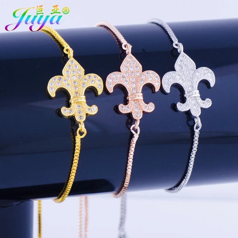 

2018 Ali Moda High Quality Fleur De Lis Charm Connector Bracelets For Women Men Gold/Silver/Rose Gold Adjustable Chains Bracelet