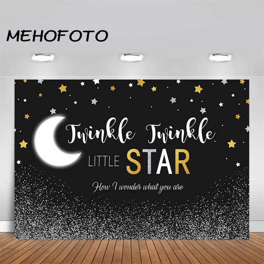 MEHOFOTOO Twinkle Littler Star Gender Reveal Backdrop Silver Dots Moon Sky Baby Shower 1st Birthday Party Background | Электроника