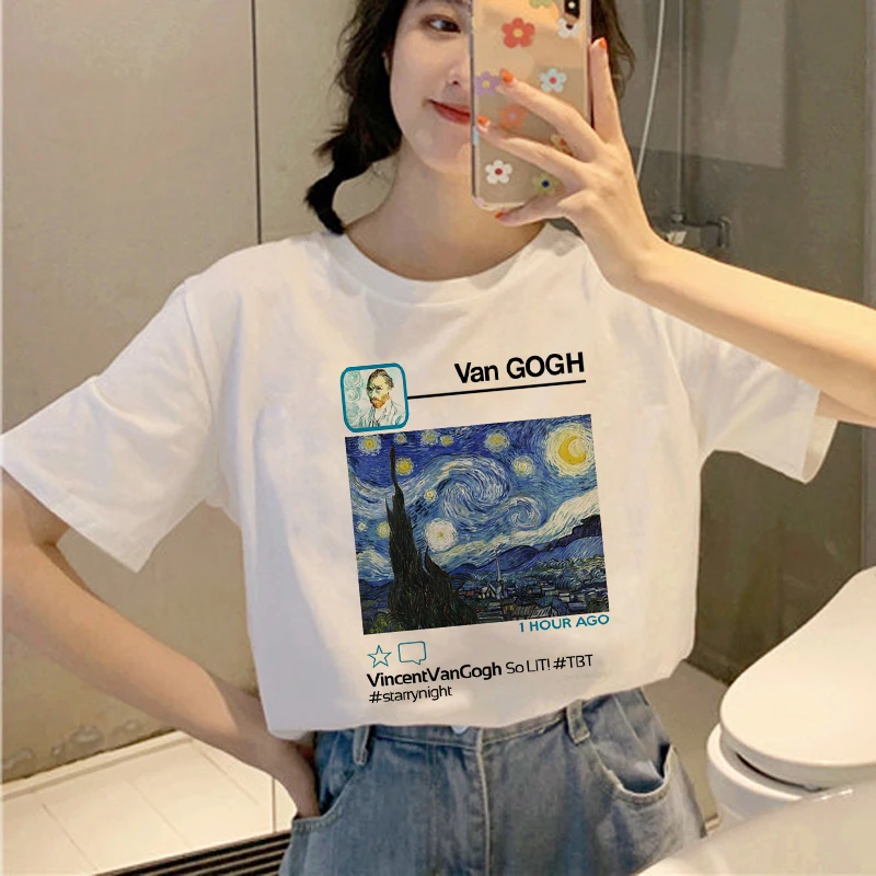 

Harajuku Van Gogh Funny T Shirt Women Ullzang 90s Aesthetic T-shirt Graphic Grunge Korean Style Tshirt Oil Art Top Tees Female