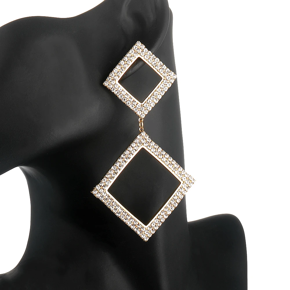 Серьги с крупными стразами для женщин геометрические серьги с кристаллами модная серьга трендовая Модная бижутерия подарок