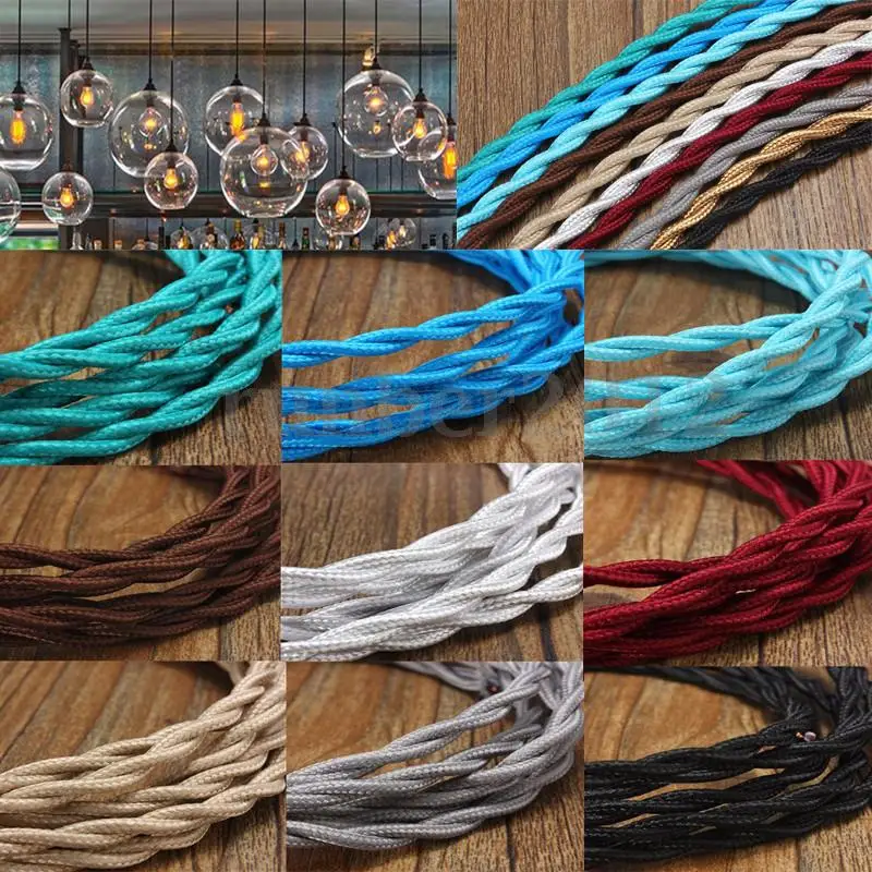 

Vintage Twisted Electrical Wire 2*0.75mm Textile Cable Vintage Edison Lamp Cord Braided Retro Pendant Light Lamp Wire