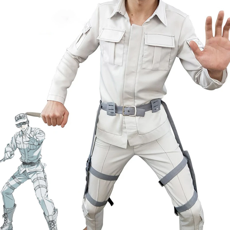 Hataraku Saibou Leukocyte white blood cell Uniform suit Cosplay Costume Hat Gift Hataraku Saibou Leukocyte white blood cell Uniform suit Cosplay Costume Hat Gift