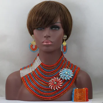

Amazing Colorful 20 Layers Full Crystal Wedding Nigerian Beads Jewelry Set Latest African Bead Party Jewelry Free Shipping QW019
