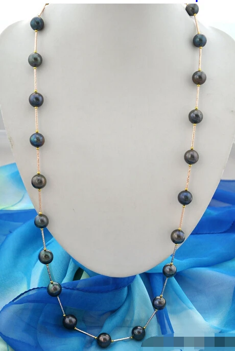 

Jewelr 006455 Rare 36" black round Edison Reborn pearl necklace
