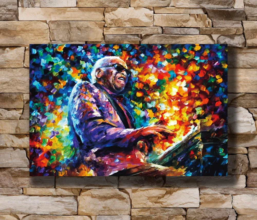 

N0117 Ray Charles Negro Jazz music Colorful Painting Piano 8x12 20x30 24x36 Silk Poster Art L-W Canvas Print Decoration