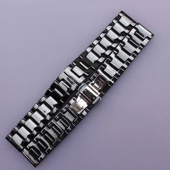 

14mm 16mm 18mm 20mm 22mm Watchband strap bracelets Wrist Watch Bands Ceramic Black accessories Stainless Steel buckle polished