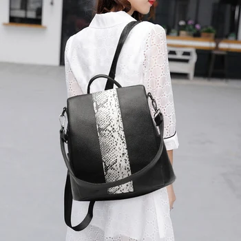 

Fashion Backpack Travel Genuine Leather Top Leather Multifunction Large Capacity Bag Women Shopping Shoulder Bags Back Pack 2019