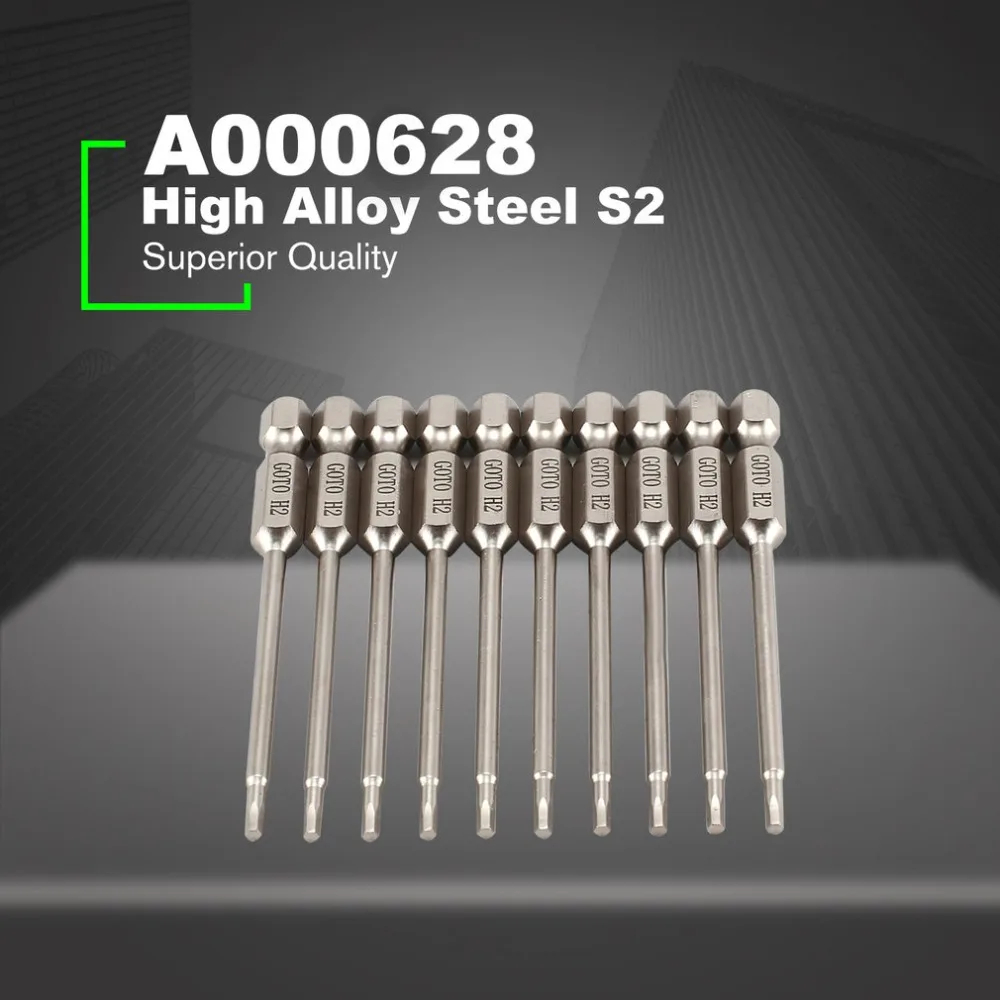 

GOTO H2 10 Pcs SH1/4, 75mm Long S2 Magnetic Hex Head Screwdriver Bit Watch Phone Repair Hand Tools Household Repair Tools
