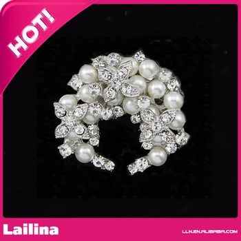 

40mm crystal Rhinestone pearl Brooch for bride accessories/Pearl brooch