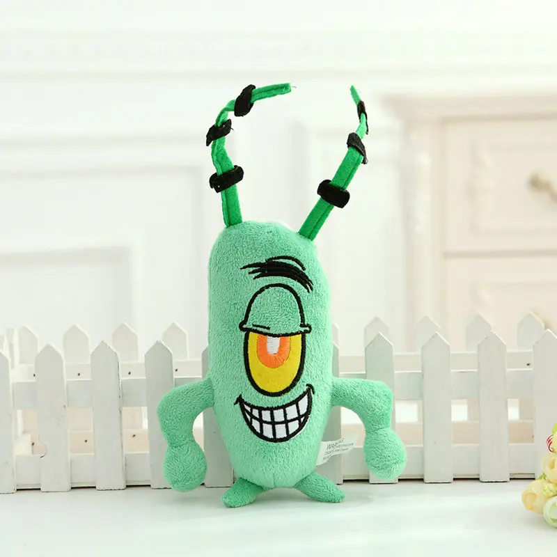 Спанчбоб плюшевый мультфильм аниме игрушки Патрик звезда сквидворд щупальца Гарри Улитка капитан крабс планктон кукла для детей подарок - Цвет: Plankton  32cm