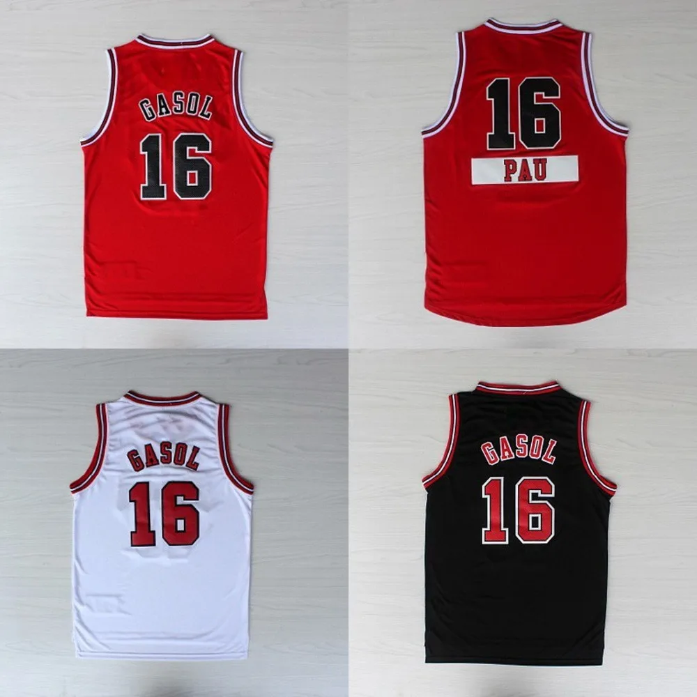 16# Pau Gasol Jersey Red White Black 