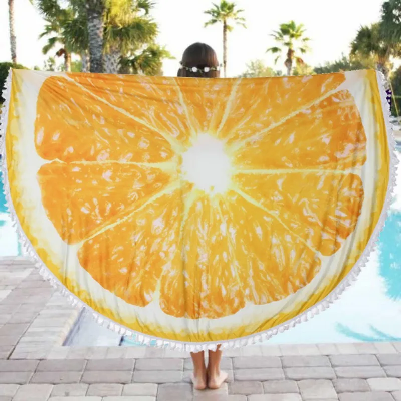 

Orange 150 Cm Tapestry Mandala Round Blanket Summer Beach Towel Skirt Diameter