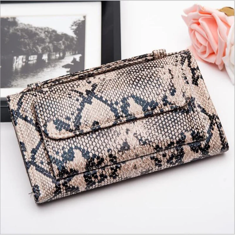 

2019 New Brand Fashion Women Python Clutch Wallets Alligator Genuine Cow Leather Chain Shoulder Bag Long Purse Female Wallet 237