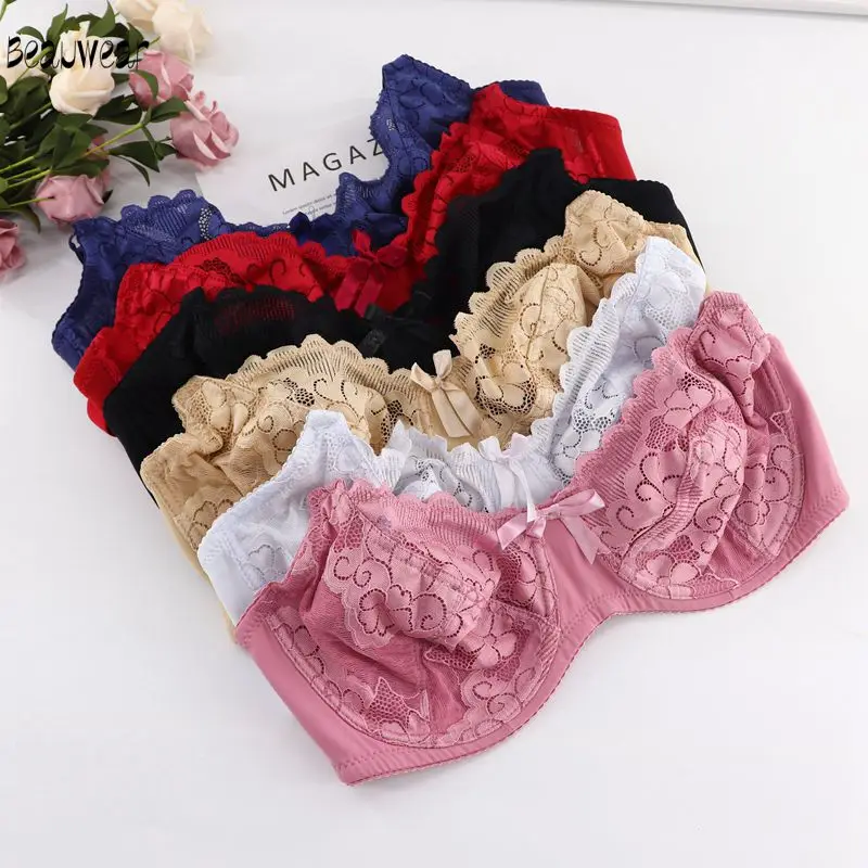  Beauwear Sexy Unlined Bras for Women Thin Lace Underwear Soft Bh Big Cup Plus Size Women's Bra Full