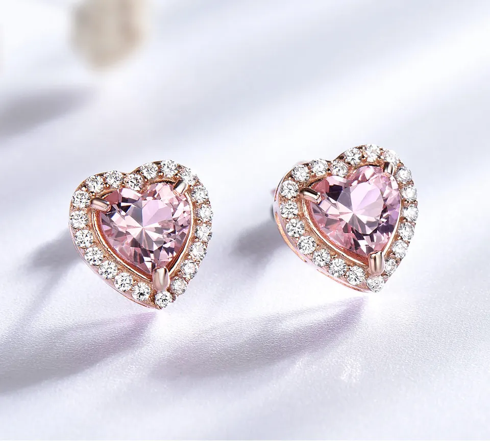 UMCHO розовый морганит кольца для женщин 925 пробы Серебряное кольцо сердце обручальное кольцо подарок на день Святого Валентина ювелирные изделия