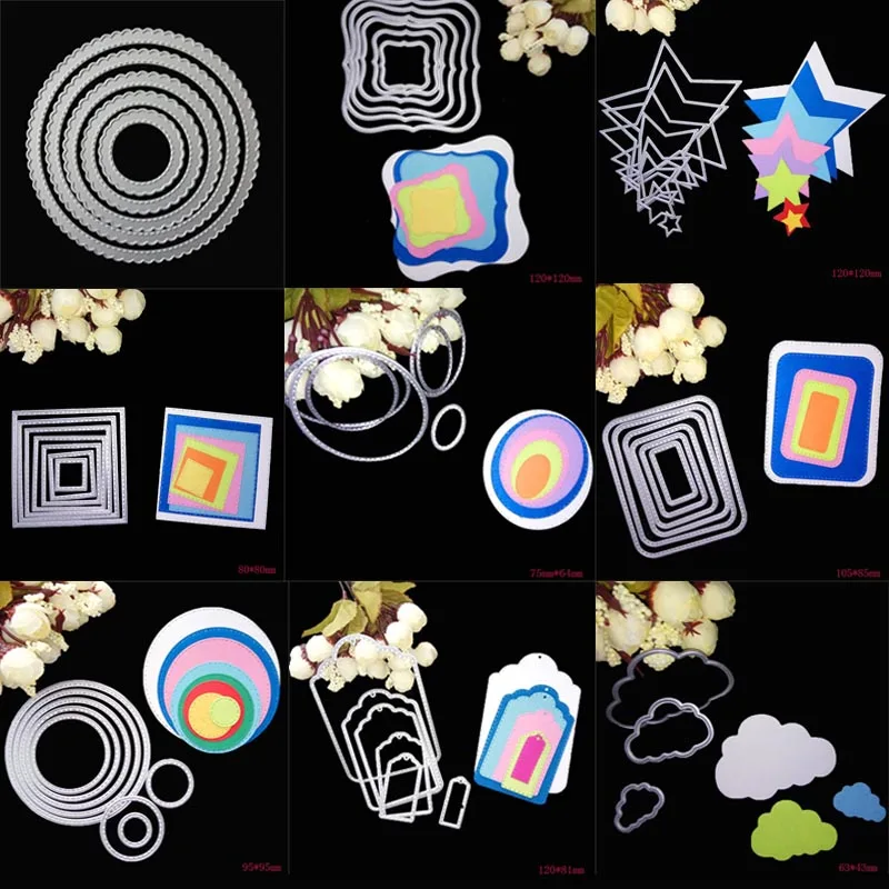 

Nesting Die Scalloped Scallop Stitched Rectangle Oval Star Square Tag Lable Circle Frame Metal cutting dies for Christmas Card