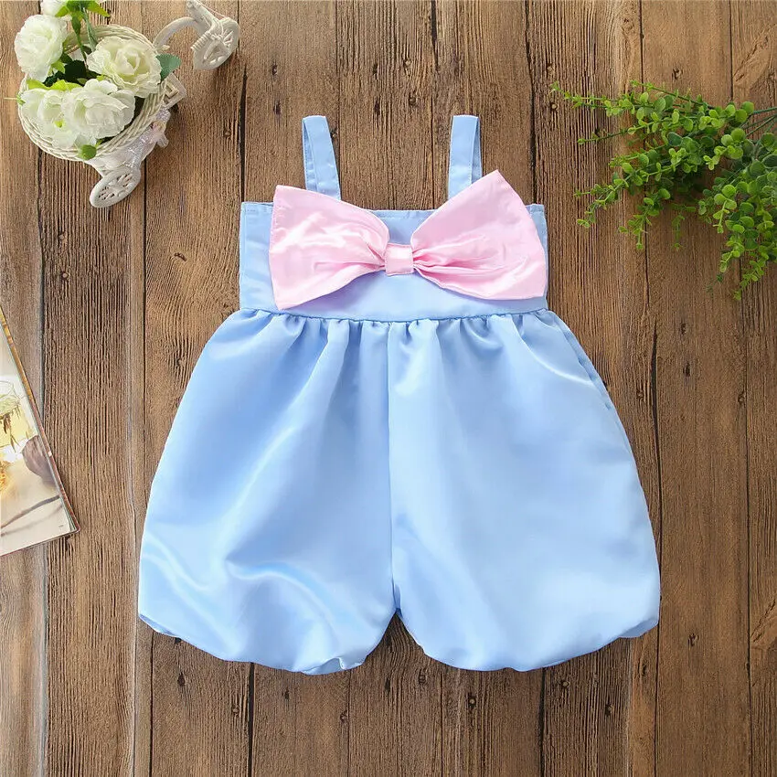 

Toddler Baby Girls Suspender Bowknot Sleeveless Rompers Summer