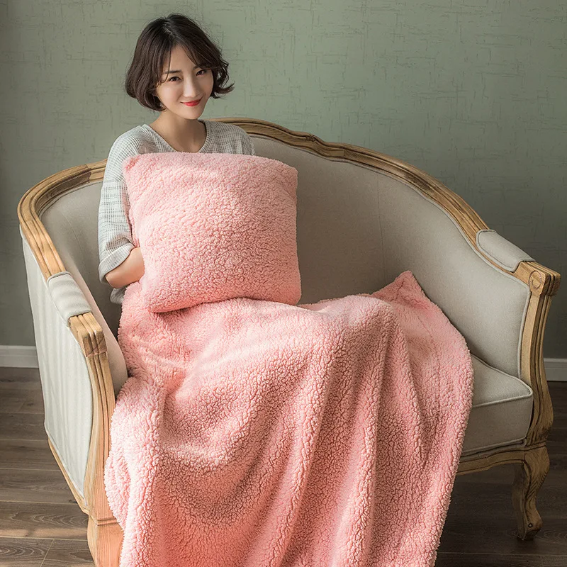 Buy 3 In 1 Pink Cashmere Cushion Blanket Multifunction
