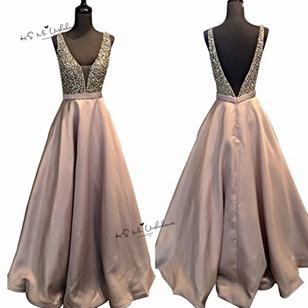 Vestido de Formatura Longo розовые платья для выпускного вечера 2018 жемчужное атласное платье