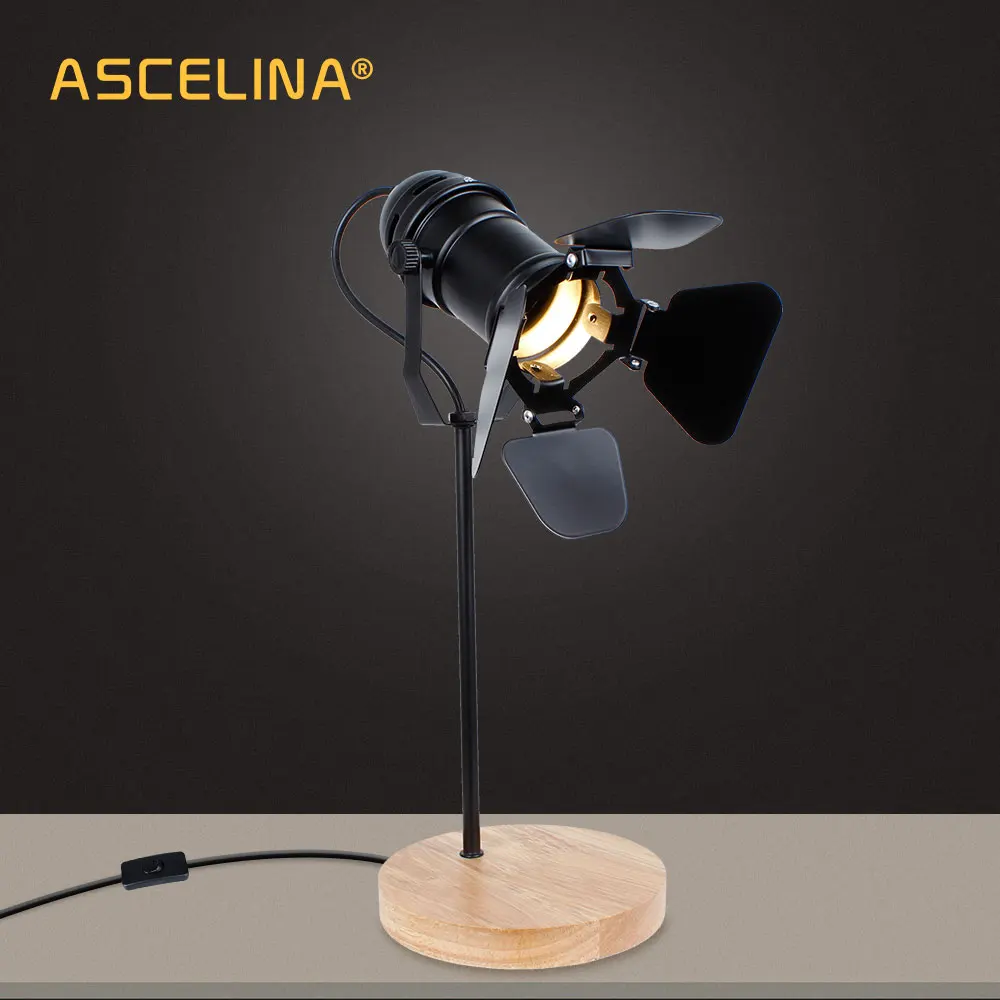 ASCELINA Vintage Led Desk Lamp Wooden Table lamp Flexible Adjustable Reading Light Office Home Deco