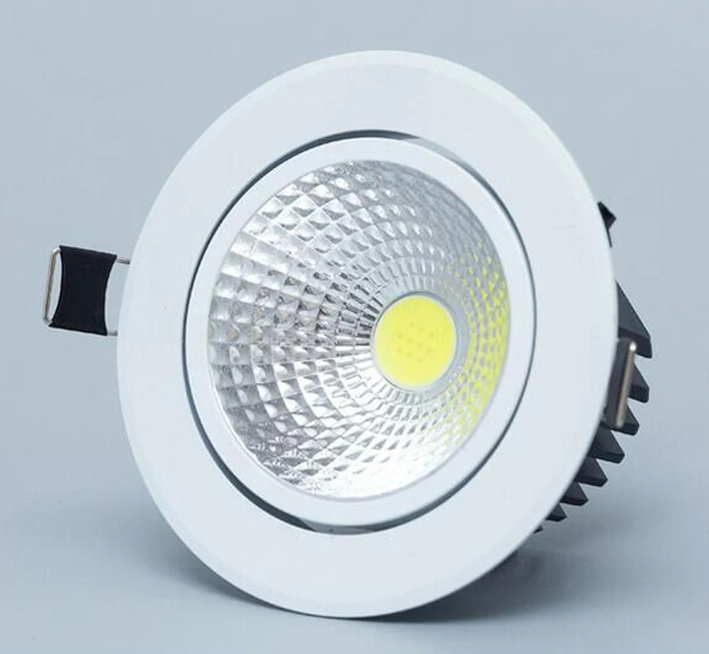 조도 조절 LED 천장 다운라이트, COB 램프 전구, 가정용 스포트 리세스드 다운 라이트, 3W, 5W, 7W, 12W, 85-265V, 10 개