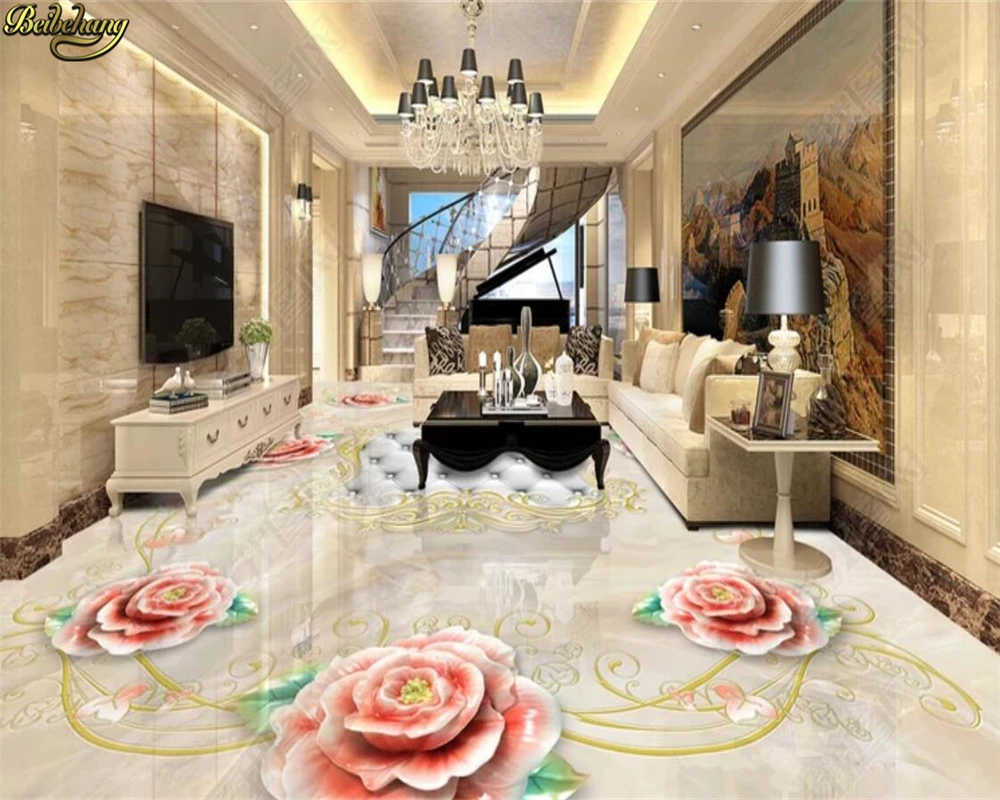 beibehang Wall paper Custom Photo Wallpaper Marble Embossed Flower Stone Pattern Mosaic 3D Floor Painted Sticker papel de parede 20pcs material base paper white transparent embossed flower plants pattern embossing scrapbooking crafts background 11 13cm