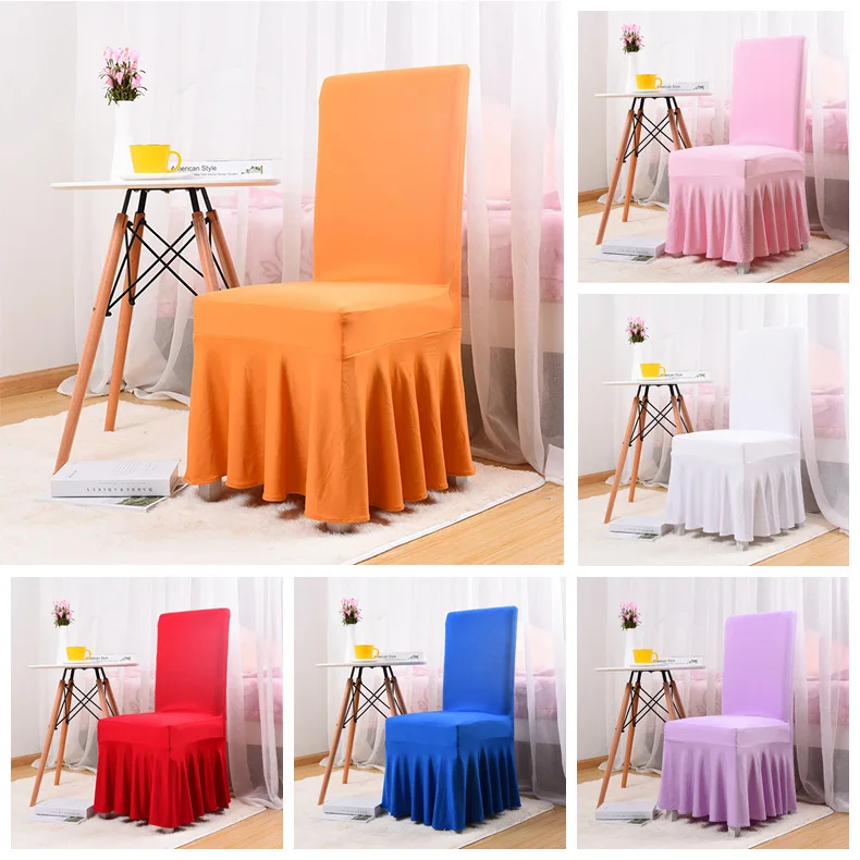 

White Pure Table And Chair Cover For Wedding Banquet Advertisement Of Sun Skirt Elastic Hotel