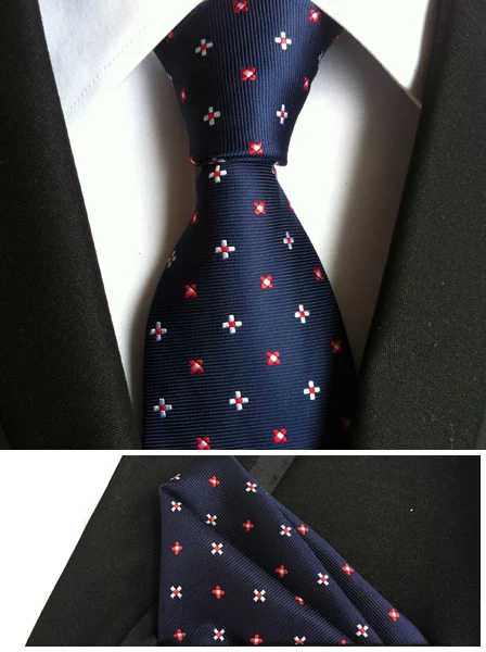 

mens fashion ties pocket square knights navy tie set men neckties business polyester silk tie handkerchief flowers T031