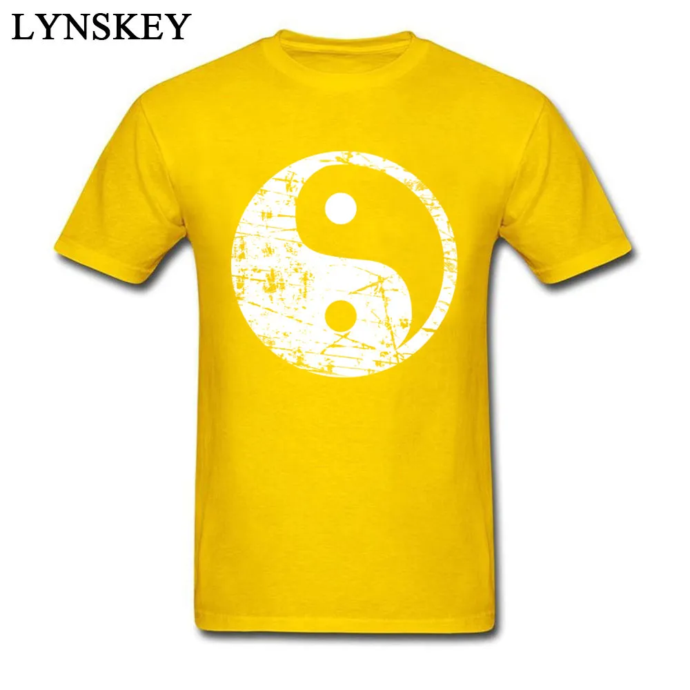 100% Cotton Tops Shirts Yin Yang Grunge - White for Men Casual T Shirts Custom Family O Neck Short Sleeve Tee Shirts Yin Yang Grunge - White yellow