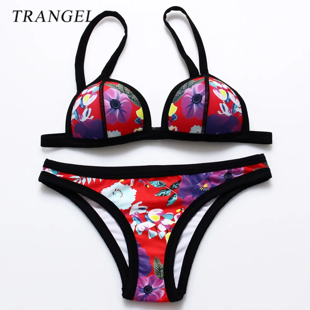 New Colorful Sexy Bikini Floral Print Bikini set Halter Swimwear Women ...