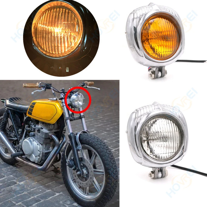 

Sealed Beam 4.5" 60W Motorcycle Retro Polish Headlight Lamp HI/LO BEAM Cafe Racer for Harley Softail Road King Bobber Chopper