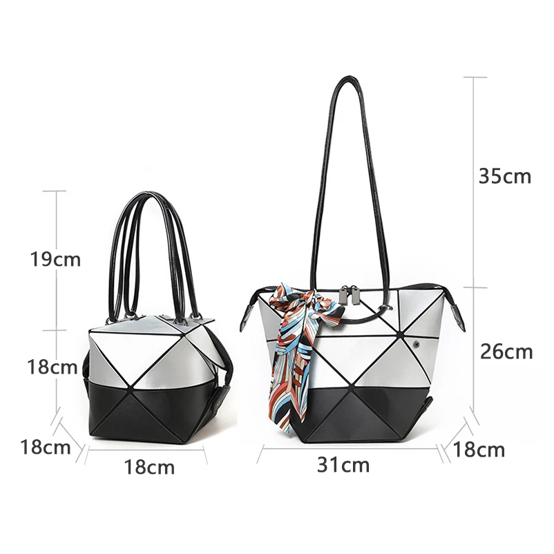 Nevenka Women Luminous Handbag Leather Shoulder Bag Women Geometric Handbags 2018 Large Tote Bag for Women Leather Crossbody Bag15