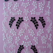 Черный 3D Цветочный дизайн переводные наклейки для ногтей переводные наклейки для леди и женщин инструменты для маникюра наклейки для ногтей XF194