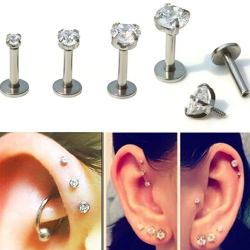 MODEBOX серьги из нержавеющей стали круглые CZ штанги ушной хрящ серьги-спирали