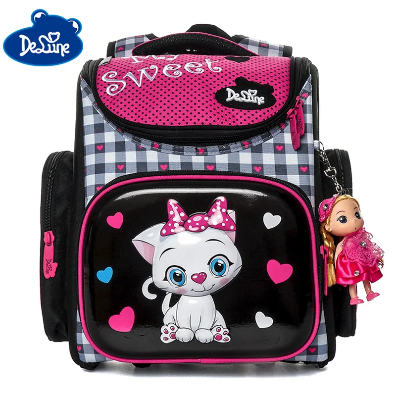 Delune 2019 3D Cartoon School Bag For Gilrs Boys Cat Pattern Orthopedic Backpack Children School Bags Student Mochila Grade 1-3 Delune 2019 3D Cartoon School Bag For Gilrs Boys Cat Pattern Orthopedic Backpack Children School Bags Student Mochila Grade 1-3