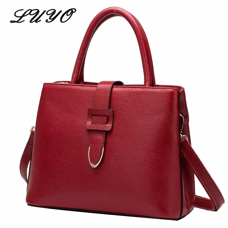 

LUYO 2017 Belt Fashion Genuine Leather Bag Ladies Female Luxury Handbags Women Shoulder Bags Designer Femmes Luxe Sac Borsa