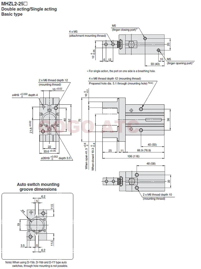MHZL2-D-S-C Pneumatic air Gripper cylinder 6-1