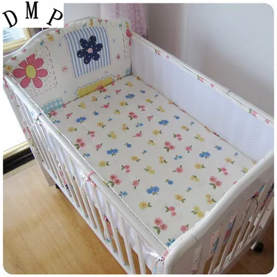 

Promotion! 5PCS mesh Cot Bedding Set baby bedding set baby boy bedding Bed Sheet ,include:(4bumper+sheet)