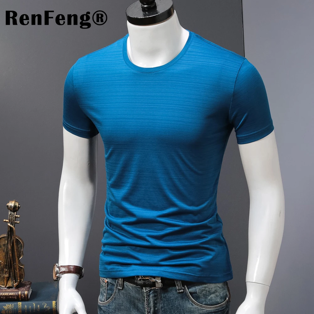 Smart Casual tshirt men luxury mercerized cotton t shirt mens clothes 2018 fashion streetwear cool t-shirt blank black blue tops (3)