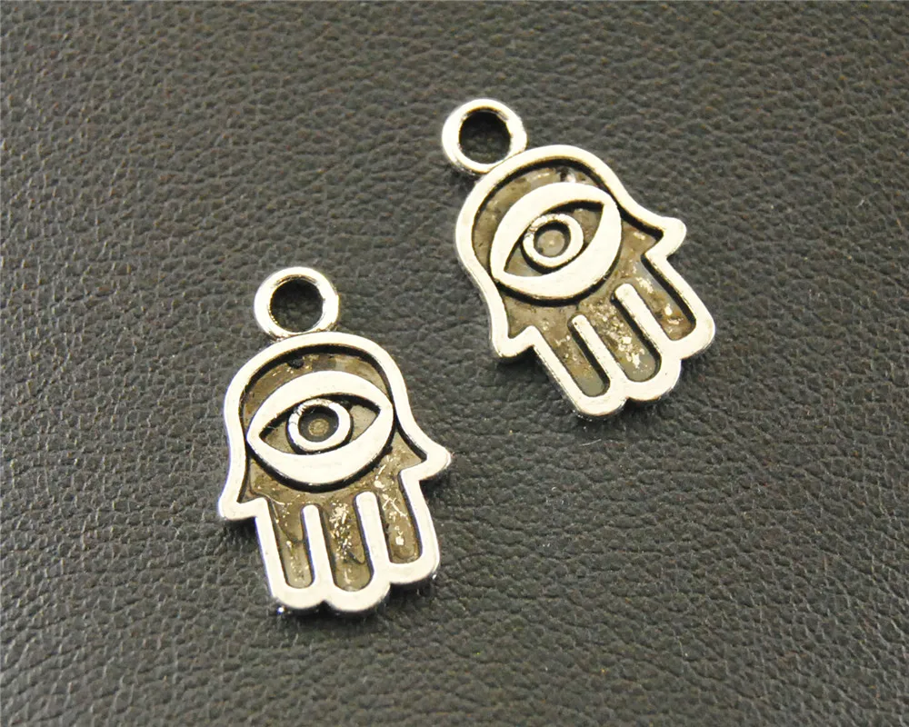 

30pcs Antique Sliver EYE in Palm Charm Pendant DIY Necklace Bracelet Bangle Findings 11x18mm A1582