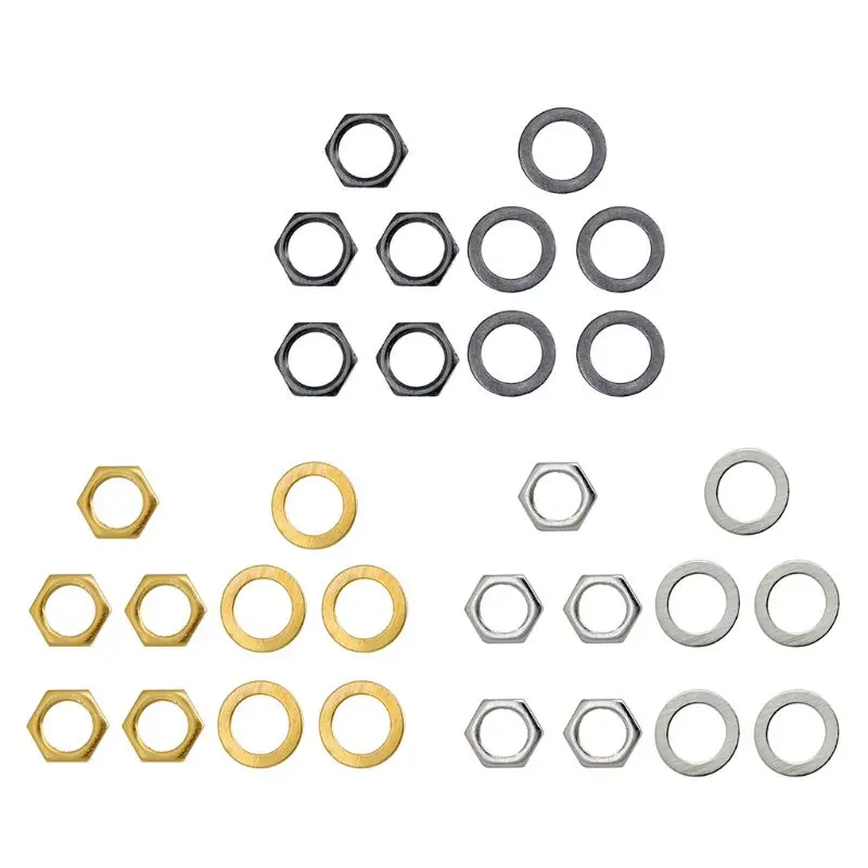

OOTDTY Guitar Metal 5 Washers and 5 Nuts Set for Jack Socket D9mm