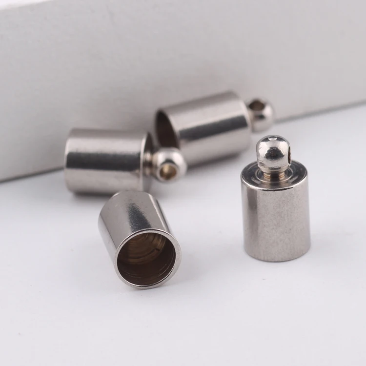 Reidgaller 10pcs Fit 6mm Round Leather Cord End Caps Stainless Steel